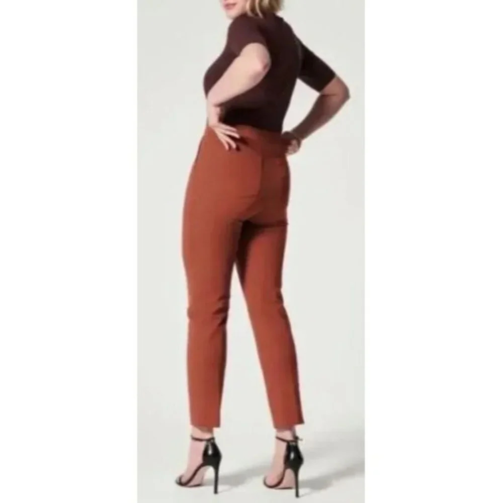 NWT SPANX Womens On The Go Ankle Slim Straight Pants Bronze Glow-sz Medium - Picture 2 of 10